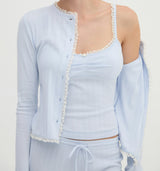 The Kaelie Pointelle Cardigan - Hill House Blue