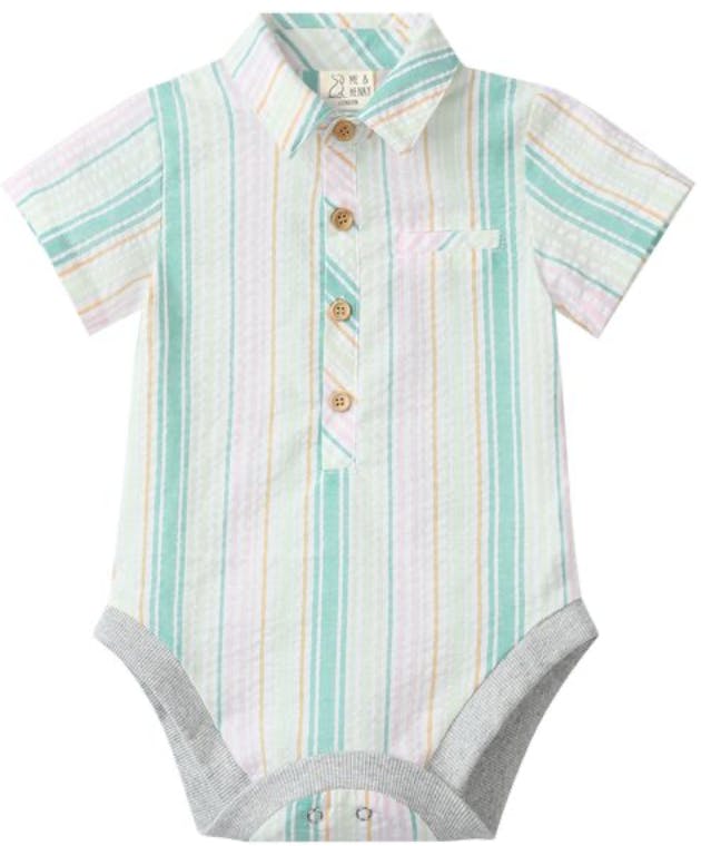 GREEN/GOLD STRIPE HELFORD WOVEN ONESIE