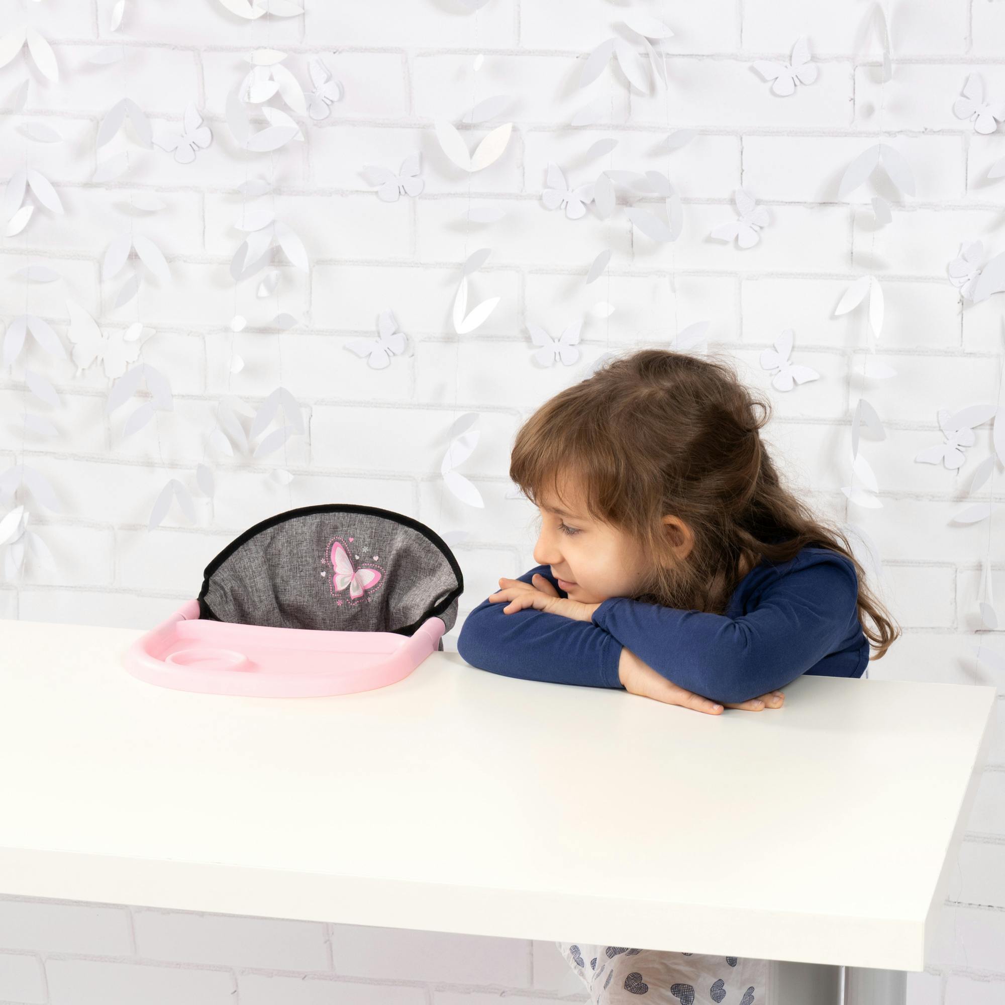 Doll Table Seat: Grey, Pink, Butterfly