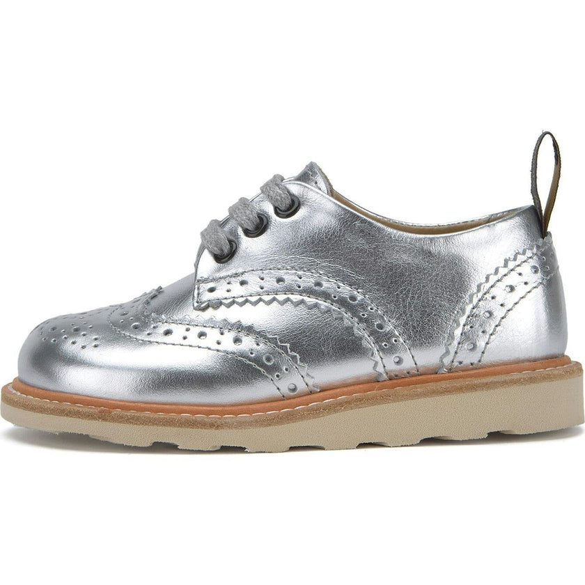 Brando Brogue Shoe Silver Leather, Silver
