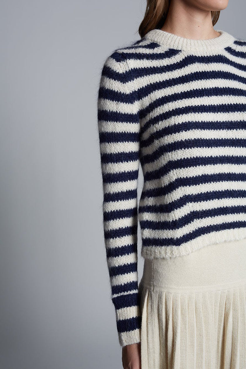 AVA STRIPE SWEATER | IVORY + NAVY