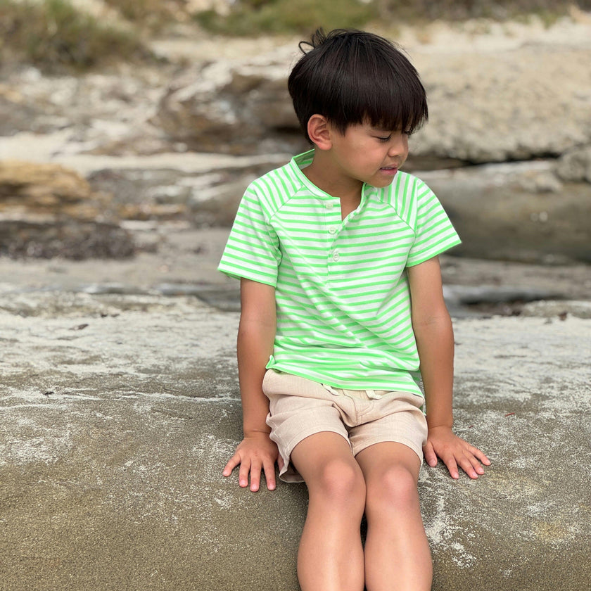 FRIGAT NEON GREEN Stripe Henley