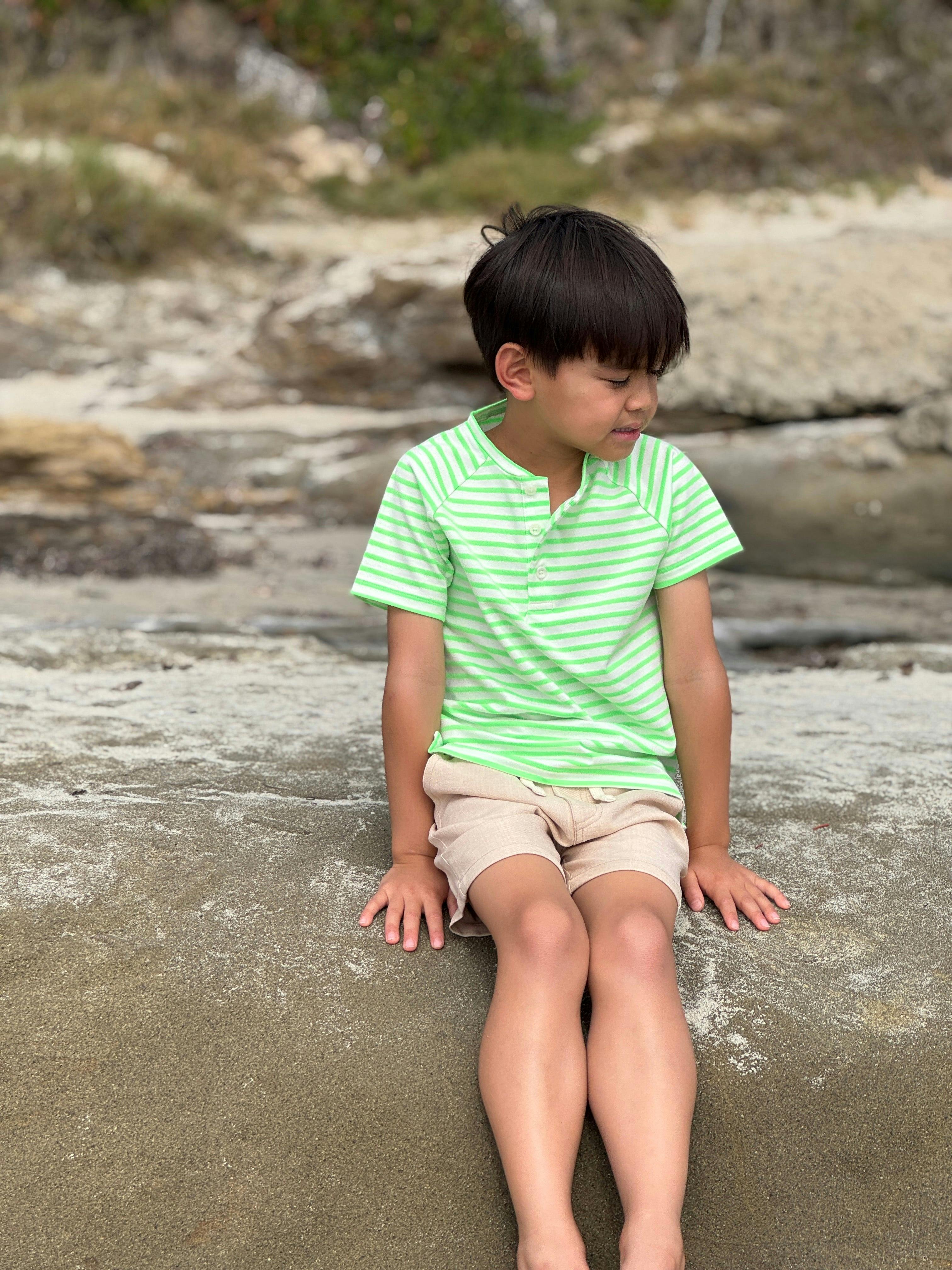 FRIGAT NEON GREEN Stripe Henley