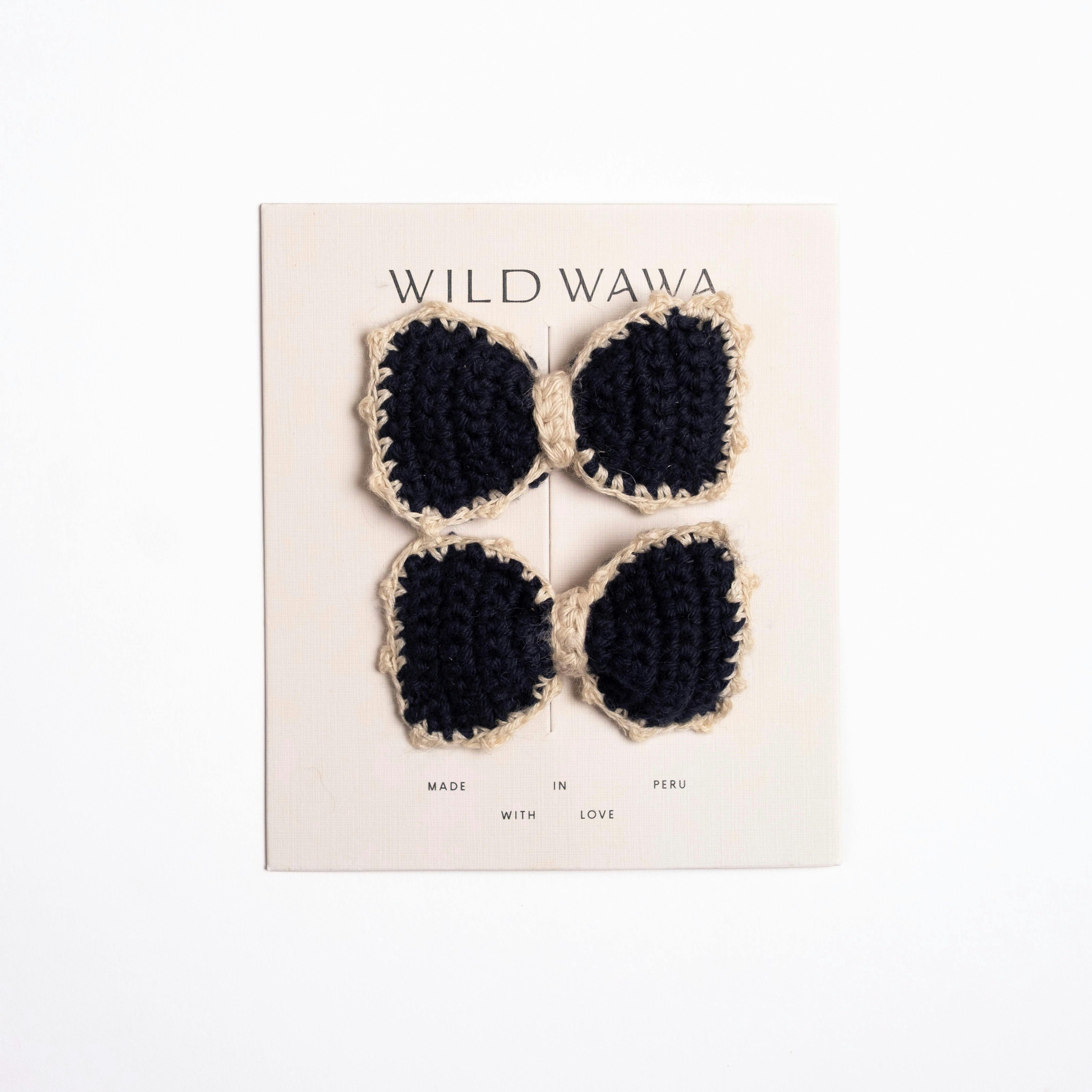 Knitted Bows Clip Set in Navy