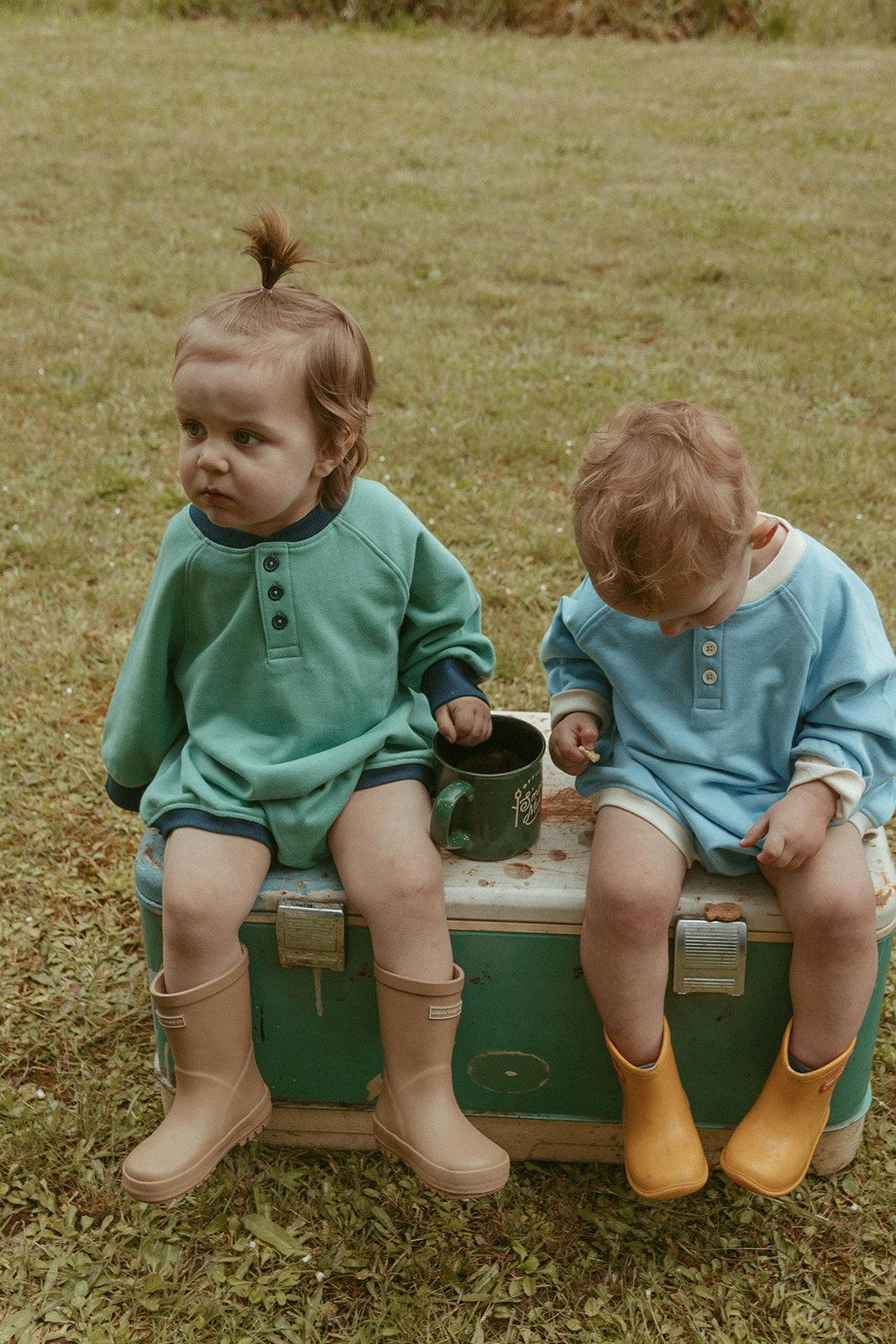 Graham Romper in Mineral Green