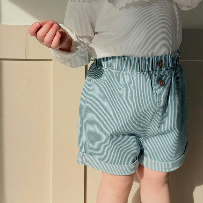 Striped Soft Denim Shorts