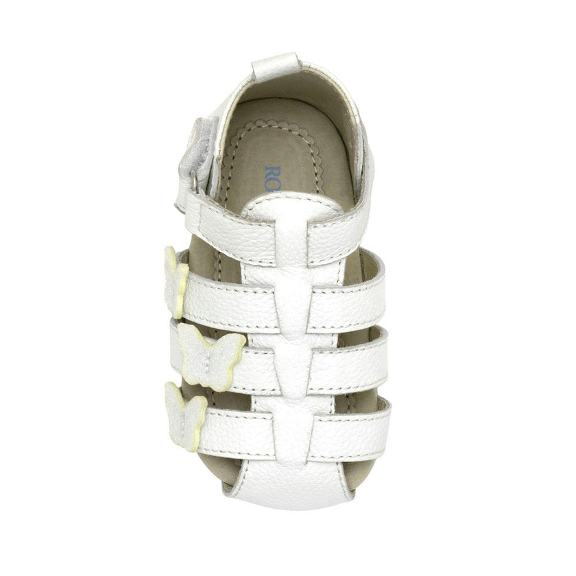 Mariposa White Leather Sandal