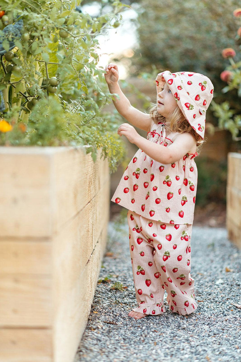 Strawberry Wide Brim Sun Bonnet