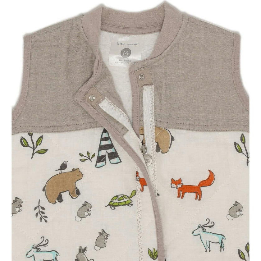 Cotton Muslin Quilted Sleep Bag - Forest Friends