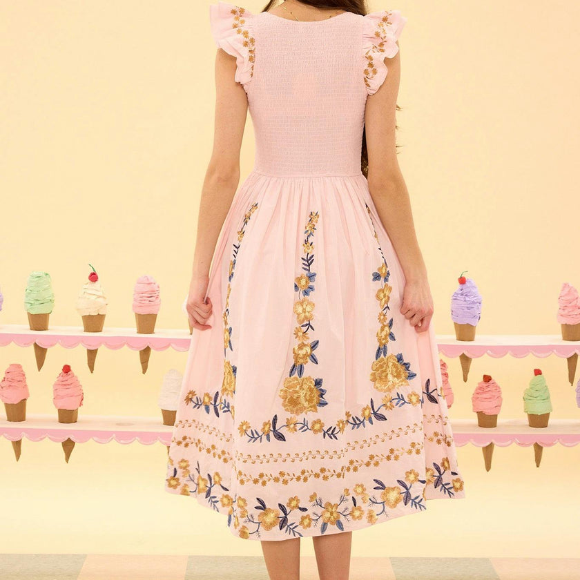 Hattie Dress in Embroidered Spring Floral
