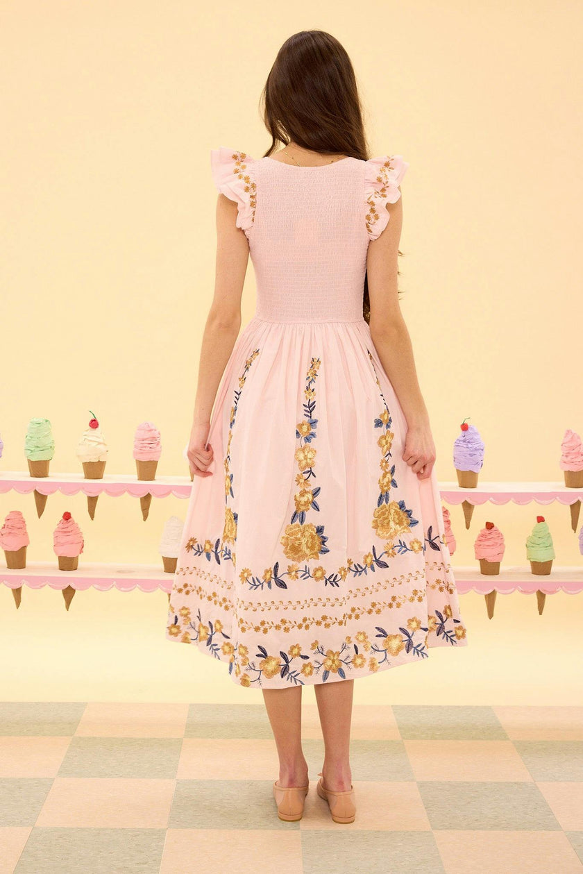 Hattie Dress in Embroidered Spring Floral