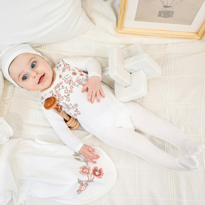 Assymetrical Leaves Footie and Beanie Set