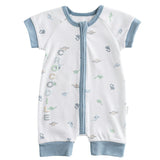 White Dinosaur Print Zip Up Romper
