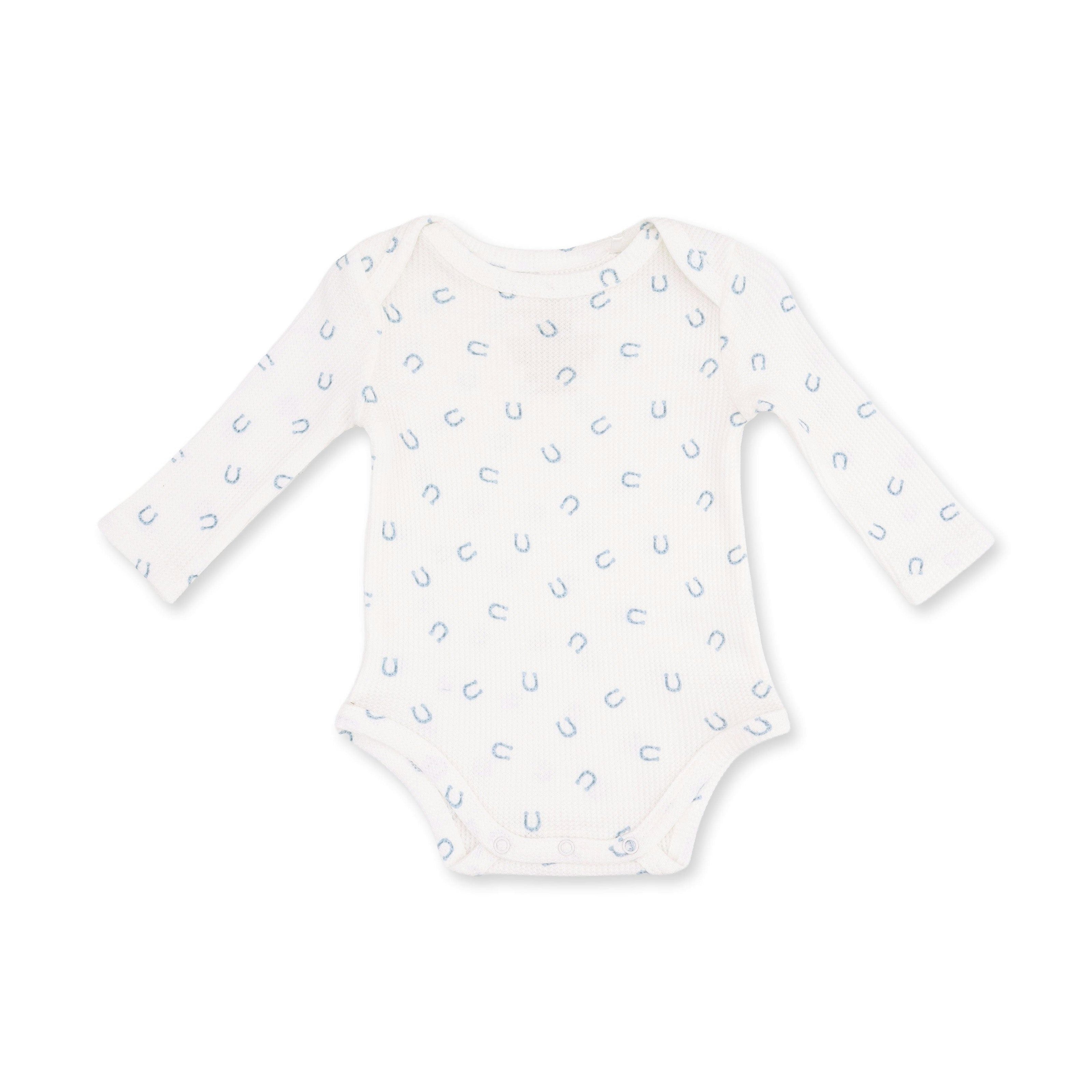Little Horseshoes Blue - Long Sleeve Bodysuit