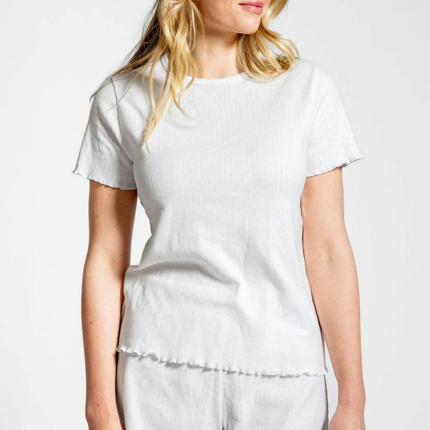 Women's Pima Pointelle Shirt & Short Pajamas Set
