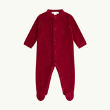 Velour Angel Wing™ Sleepsuit - Gold & Burgundy