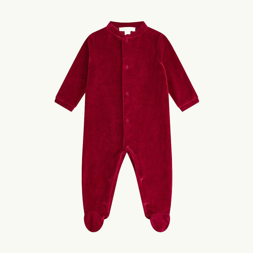 Velour Angel Wing™ Sleepsuit - Gold & Burgundy