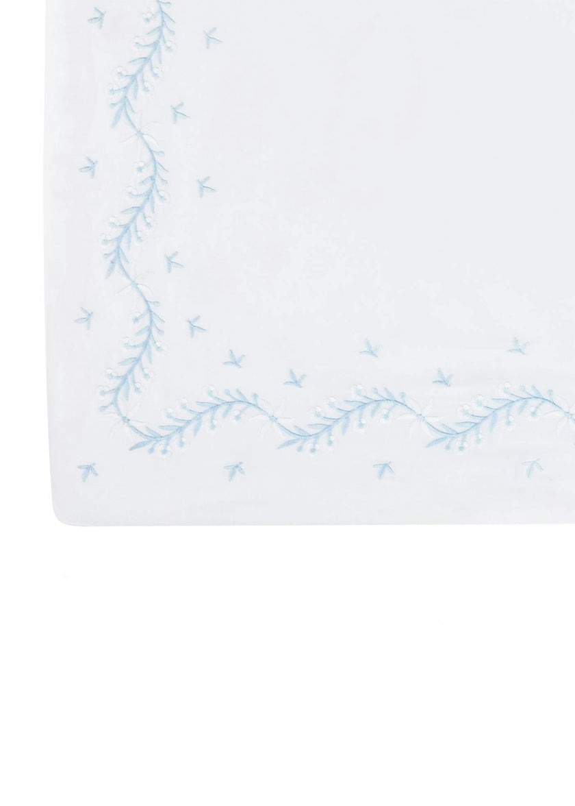 Embroidered Crib Sheet - Sky