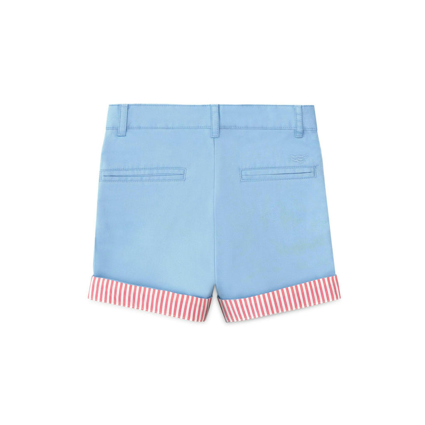 Wyatt Shorts in East Beach Blue with Sconset Stripe Cuffs