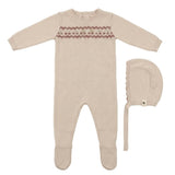 Cherry Embroidered  Knit Footie
