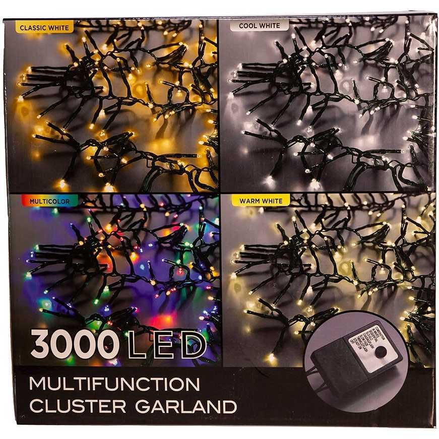 3000-Light 98-Foot Cluster Garland with Cool White LED Lights