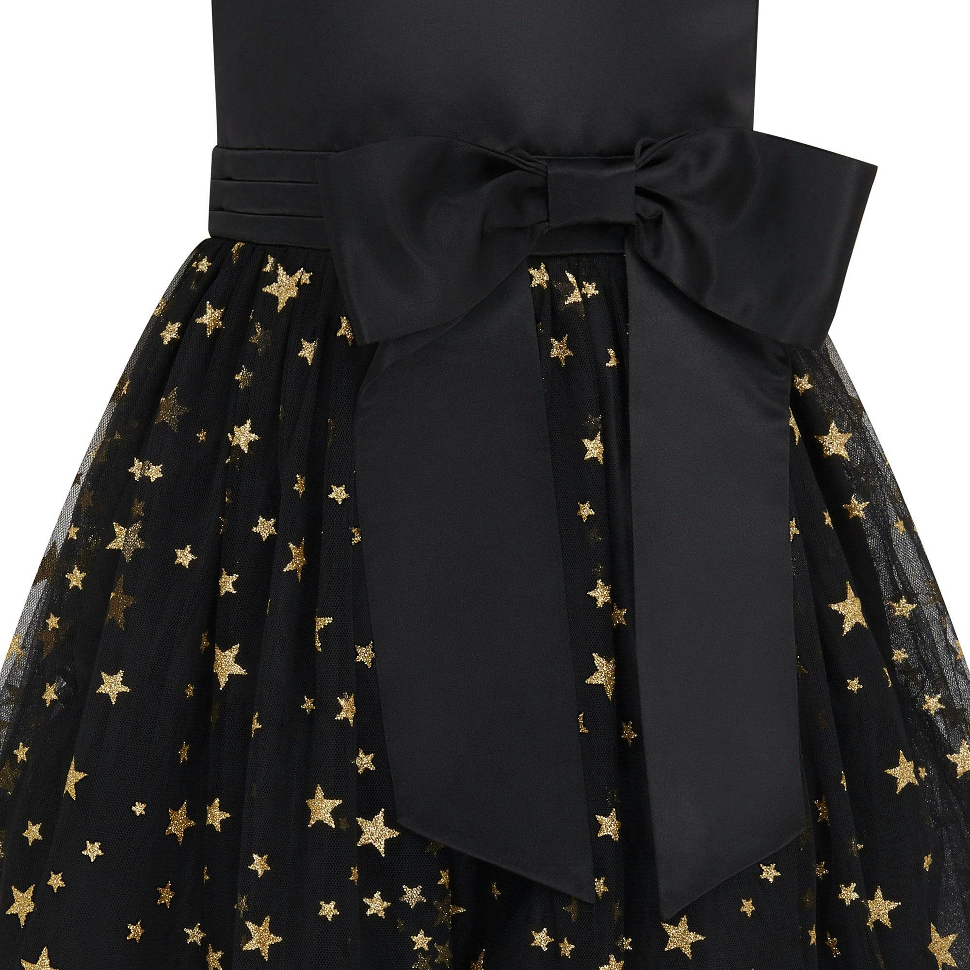 Stella Satin & Gold Star Girls Party Dress
