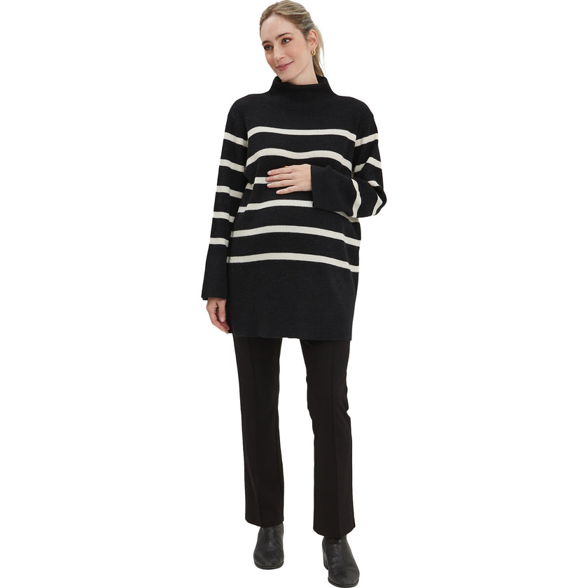 Sarabeth Neck Long Sleeve Maternity Sweater