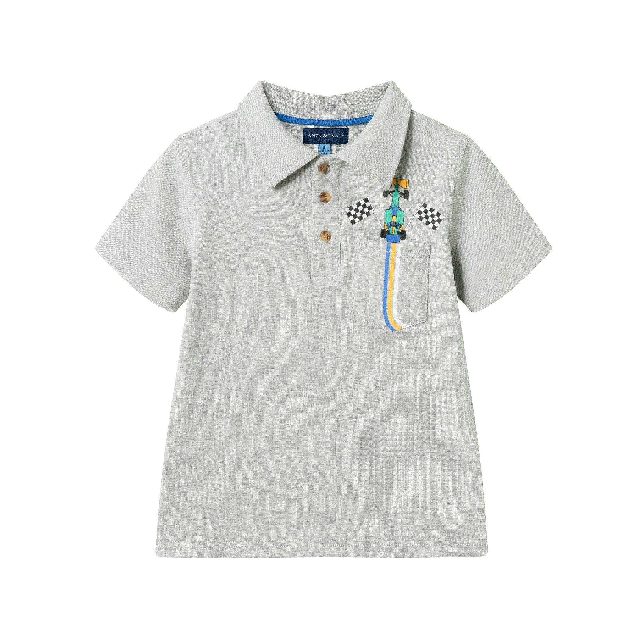 Boys Short Sleeve Polo | Race Car Graphic Pocket