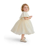 Beige Dovera Timeless Cape-Overlay Gown