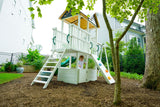 Craftsman | Modern Wooden Swing Set with Slide, Climber & Sandbox