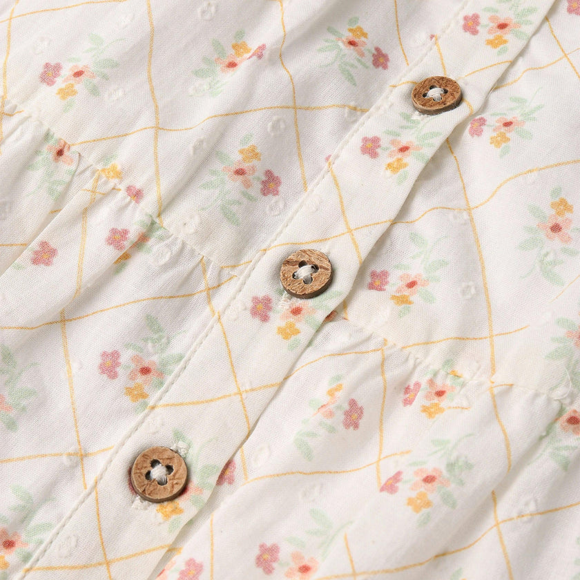Organic Flutter Buttoned Tiered Dress - Spring Weave