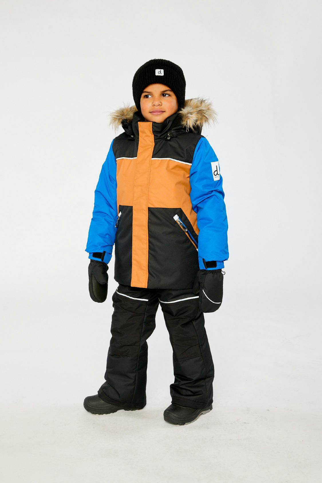 Two Piece Discover Snowsuit Black Brown and Blue