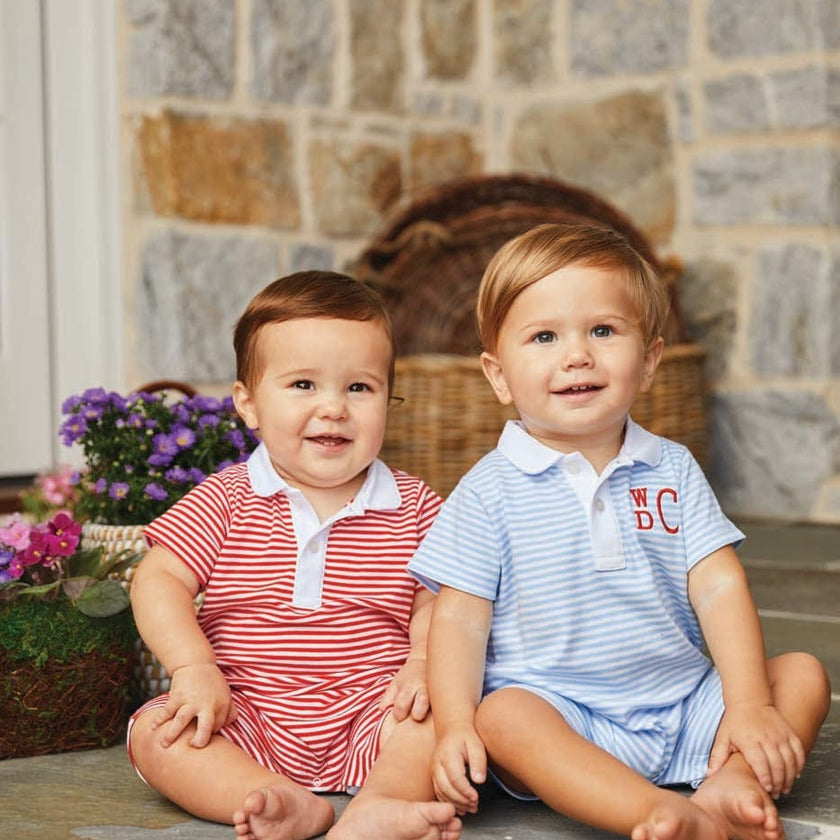 Peter Pan Polo Romper - Red Stripe