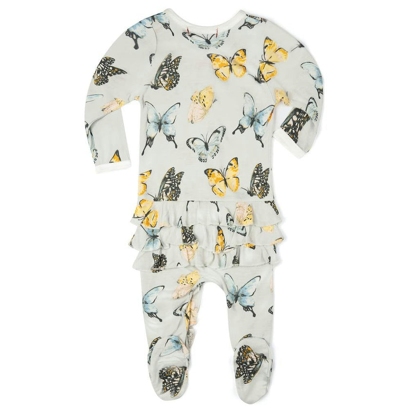 Bamboo Ruffle Zipper Footed Romper