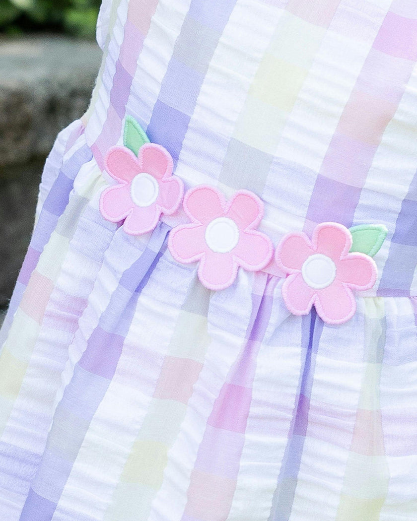 Pastel Plaid Dress With Flowers