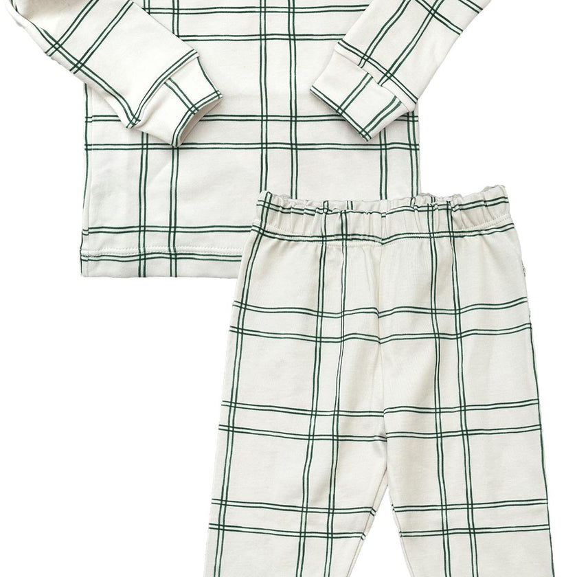 Boys Pajamas in Green Window Pane