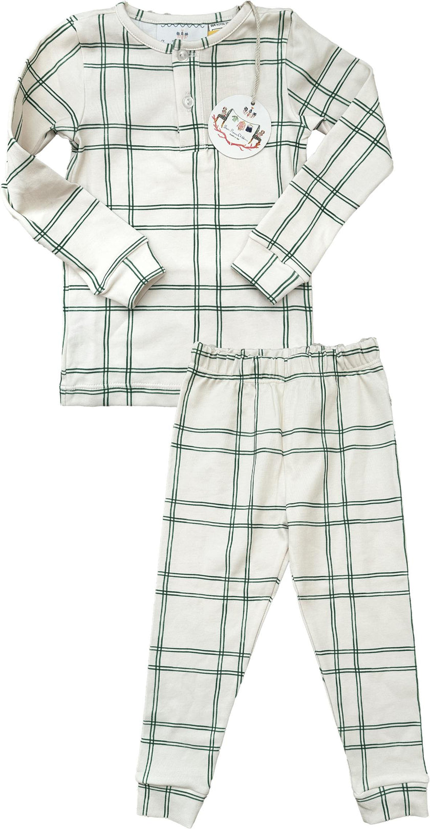 Boys Pajamas in Green Window Pane