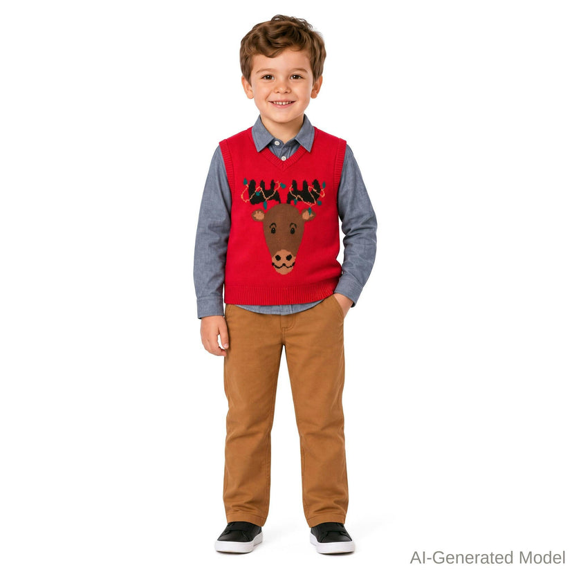 Kids Sweater Vest & Pant Set | Holiday Reindeer