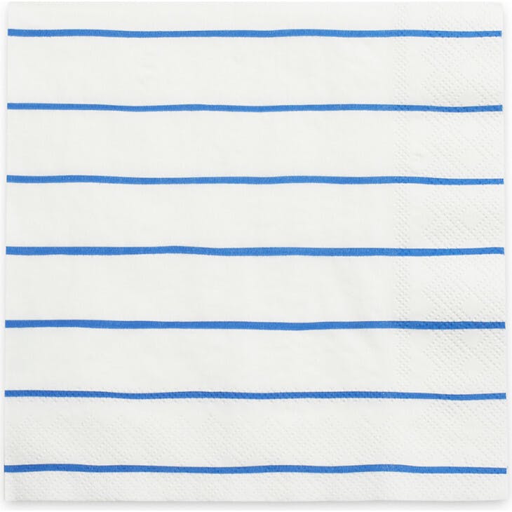 Cobalt Frenchie Striped Large Napkins