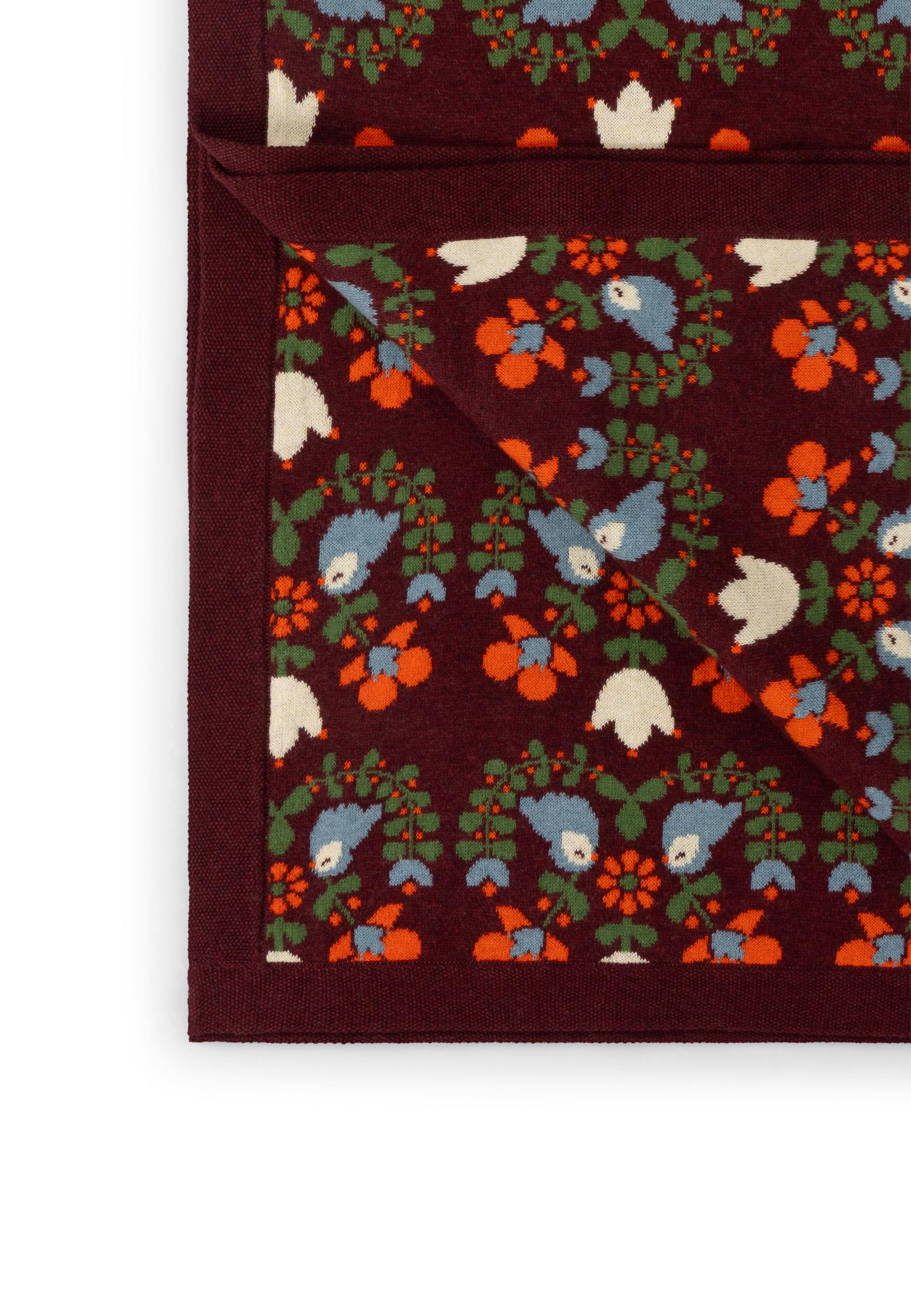 Folk Birds Knitted Organic Baby Blanket, Purple