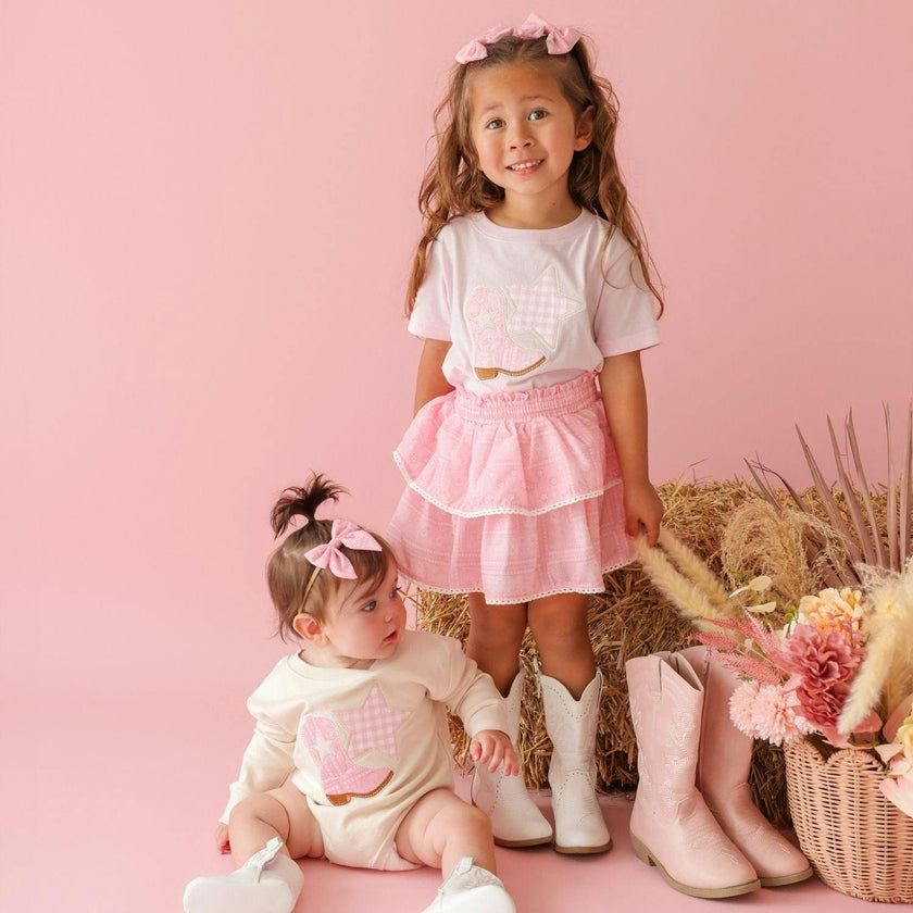Bandana Cowgirl Patch Western Long Sleeve Romper