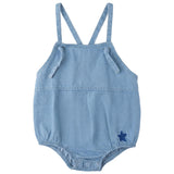 Star Embroidered Woven Denim Romper