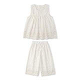 Organic Eyelet Top And Pant Set - Ivory Eyelet