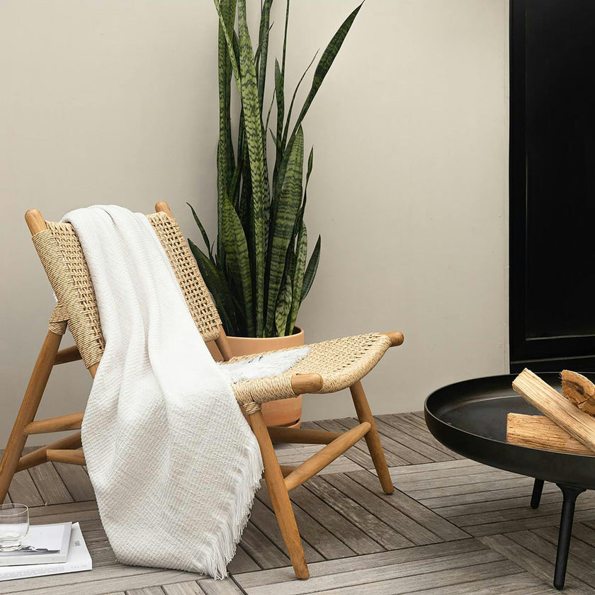 Crosshatch Stain Resistant Indoor Outdoor Throw