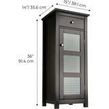 Chesterfield Wooden Floor Cabinet with Waffle Glass Door and Drawer