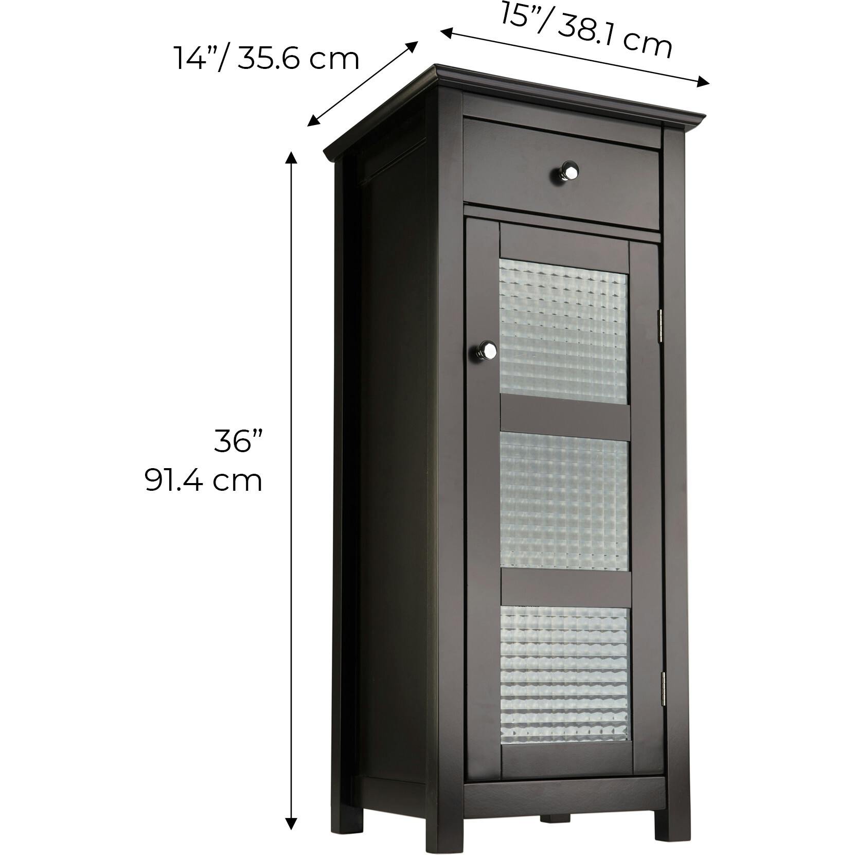 Chesterfield Wooden Floor Cabinet with Waffle Glass Door and Drawer