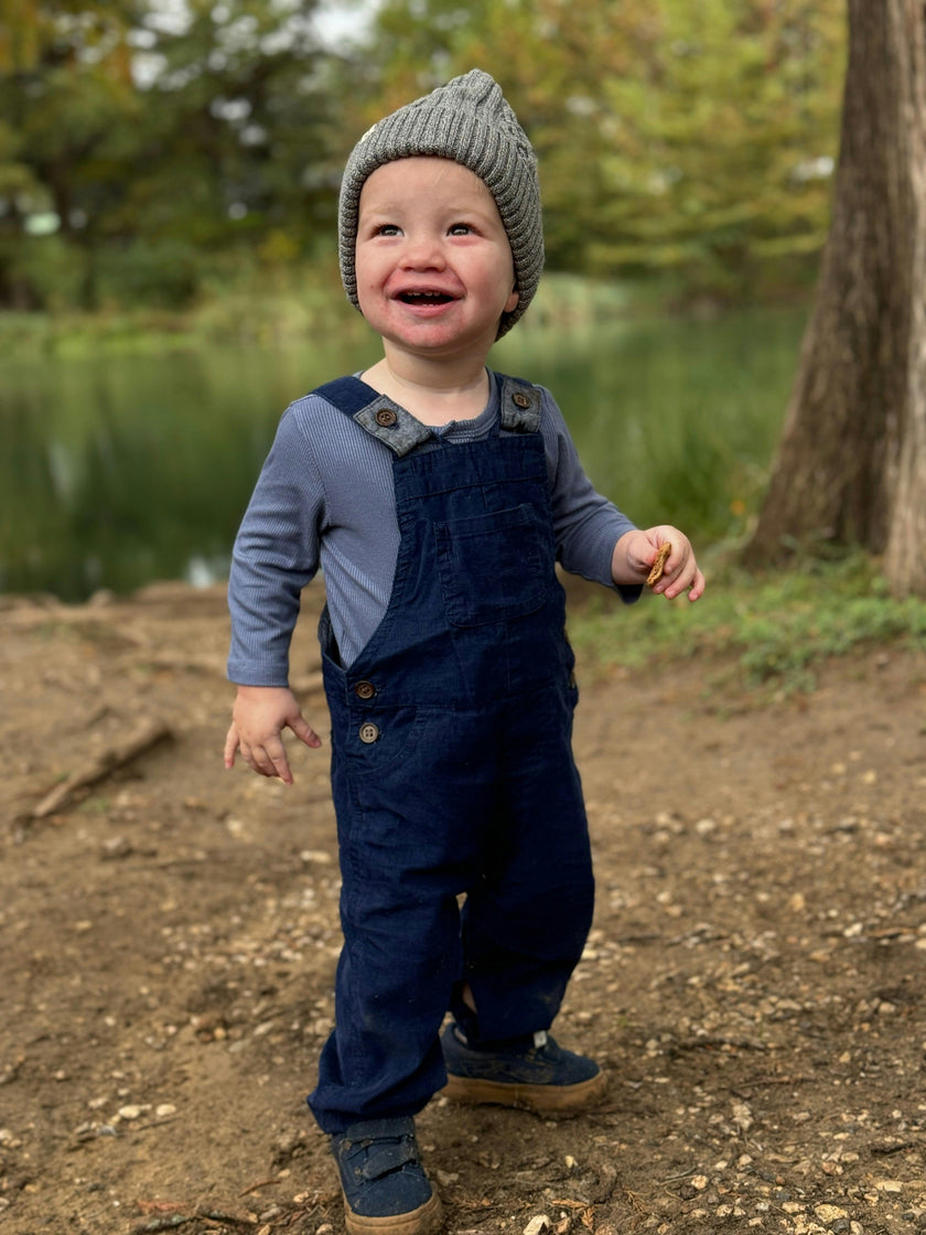 HARRISON Navy cord overalls
