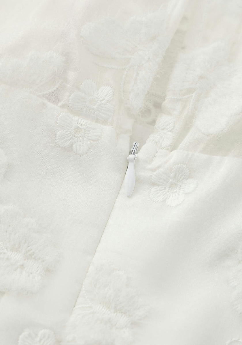 Alisha Frill Embroidery Mini Dress