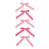 Pink Velvet Clip-On Bow Set (5 count)