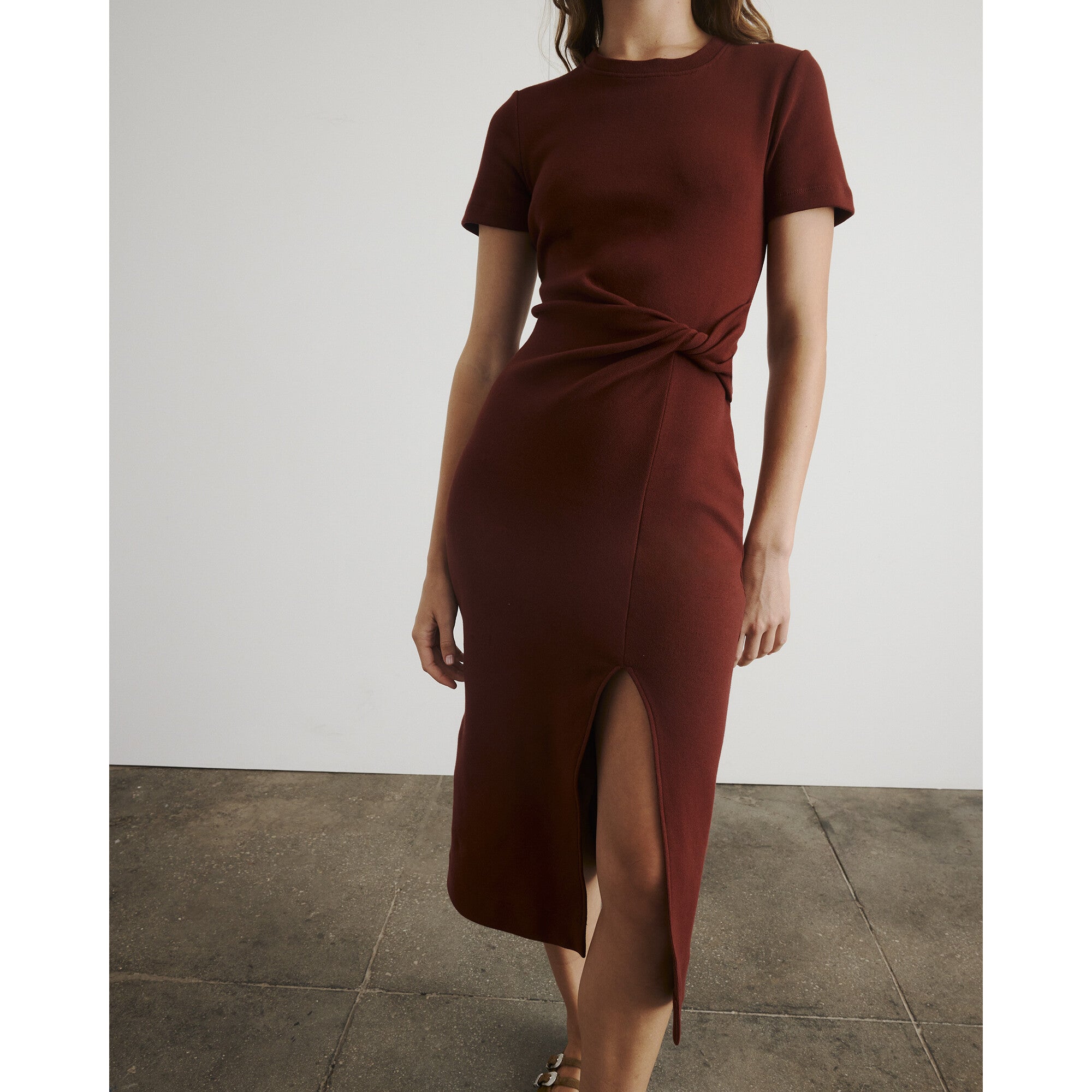 Short Sleeve Cody Dress, Burgundy